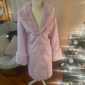 Lavender Faux Fur Trim Coat